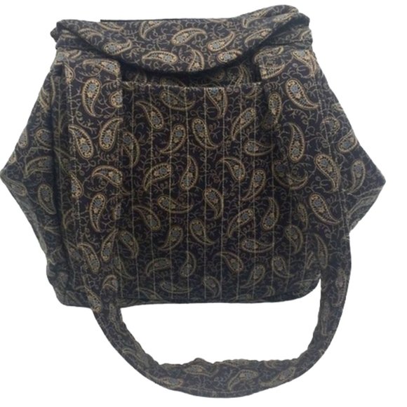 Boho 👜 Black Paisley Fabric Shoulder Bag - Picture 1 of 6